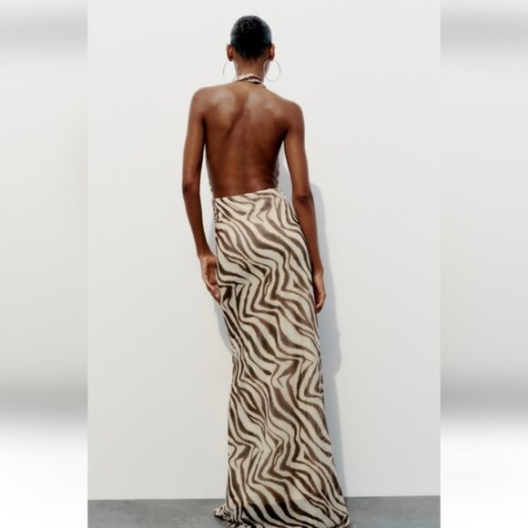 ZARA PRINTED TULLE HALTER DRESS - Picture 5 of 9